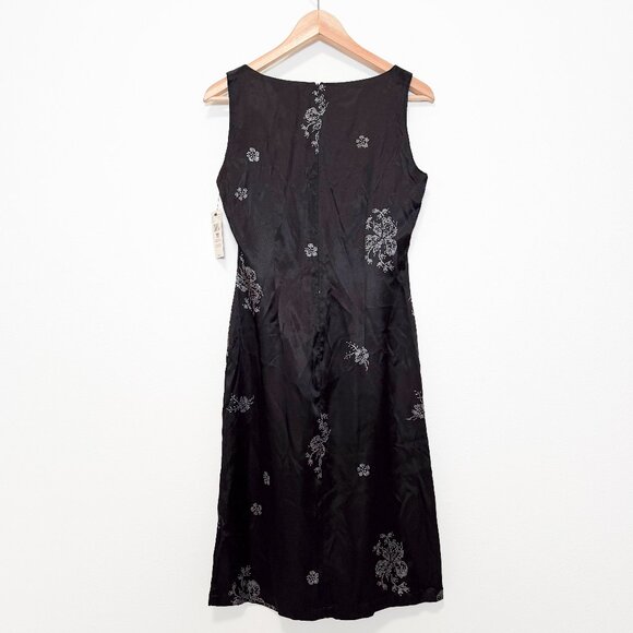 NWT Vintage 90s Y2K ESPRIT Black Satin Slip Dress Size 7/8 Whimsigoth Grunge - Picture 2 of 11